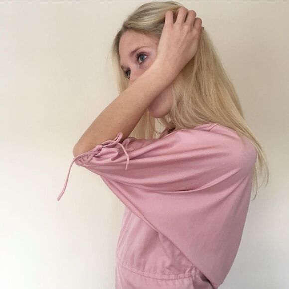 70s Vintage cute baby pink angel sleeve shirt Small medium womens - Picture 2 of 4